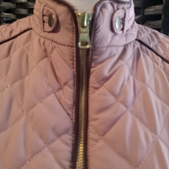 LOVE TREE Pale Pink Brown Quilted Vest Womans Size Small - Picture 7 of 11